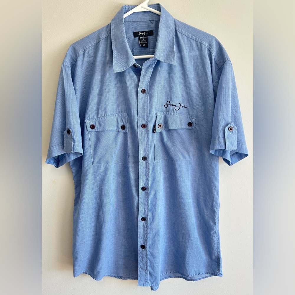 Sean John Light Blue Casual Button Down Shirt